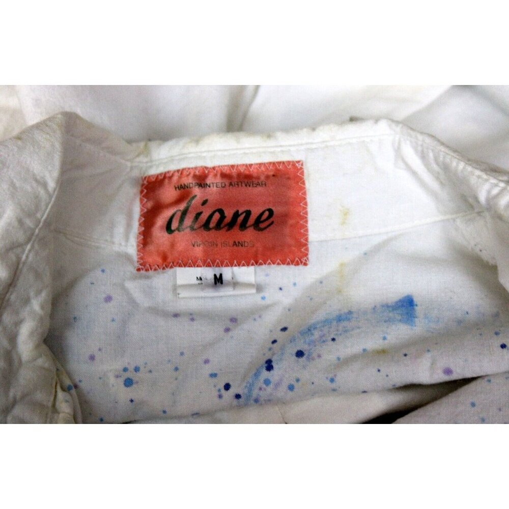 90s Diane St Thomas Hand Painted Shirt Koi Fish Silver Sparkle Splatter Paint - Picture 12 of 14